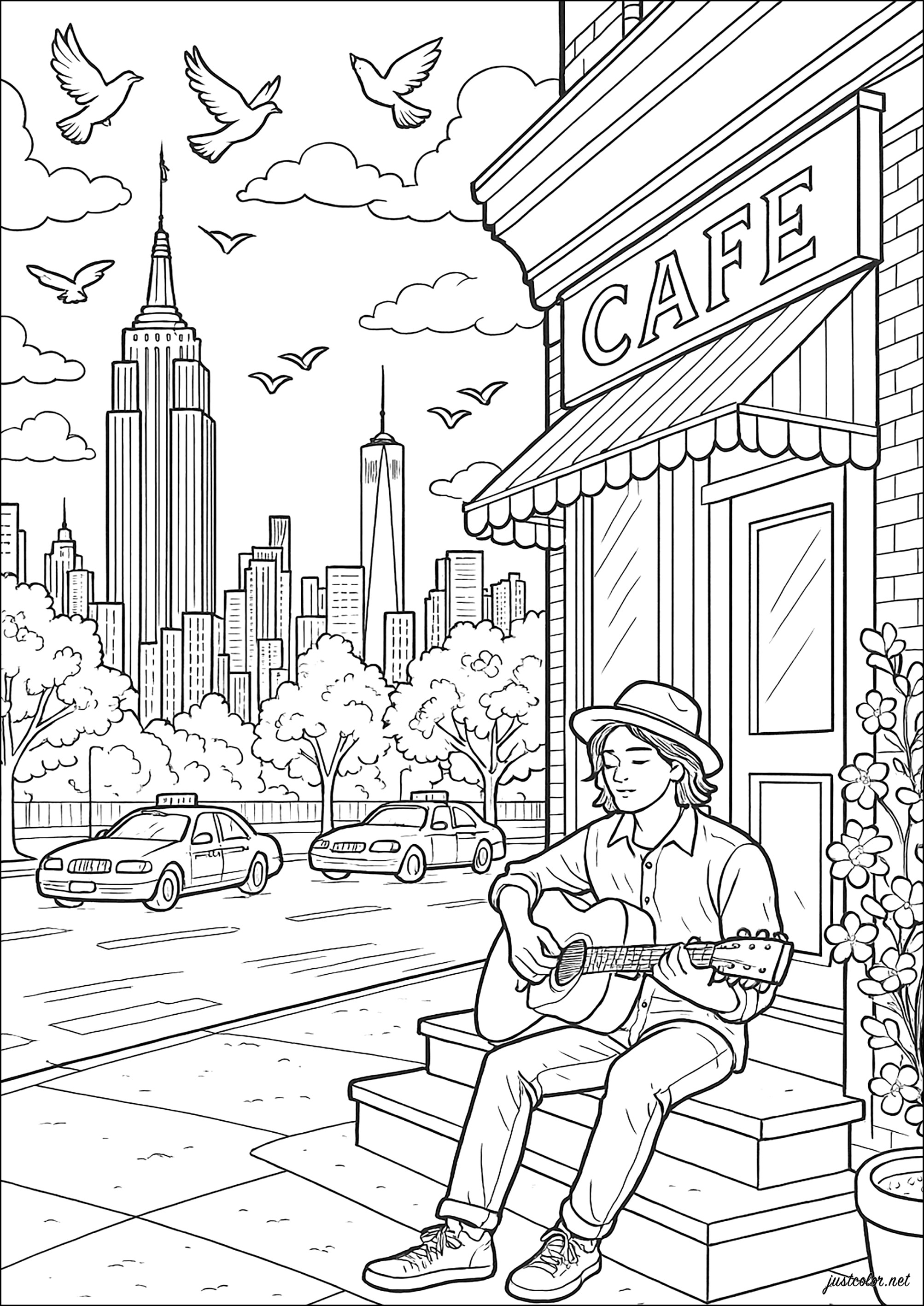 Panorama Animato di New York (Pagina da Colorare per adultos)