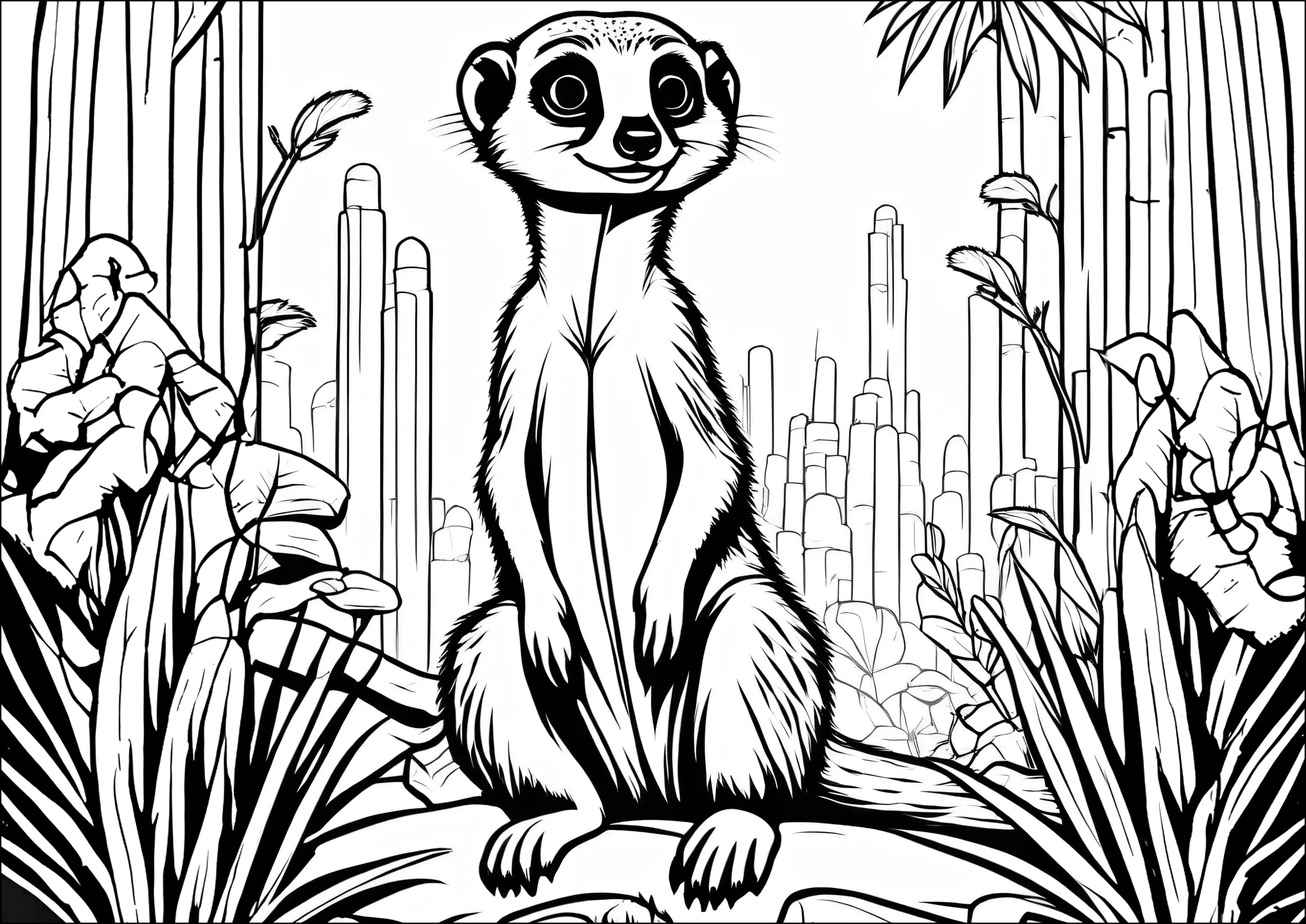 Un suricato nel deserto (Pagina Altri Animali da Colorare per adultos)