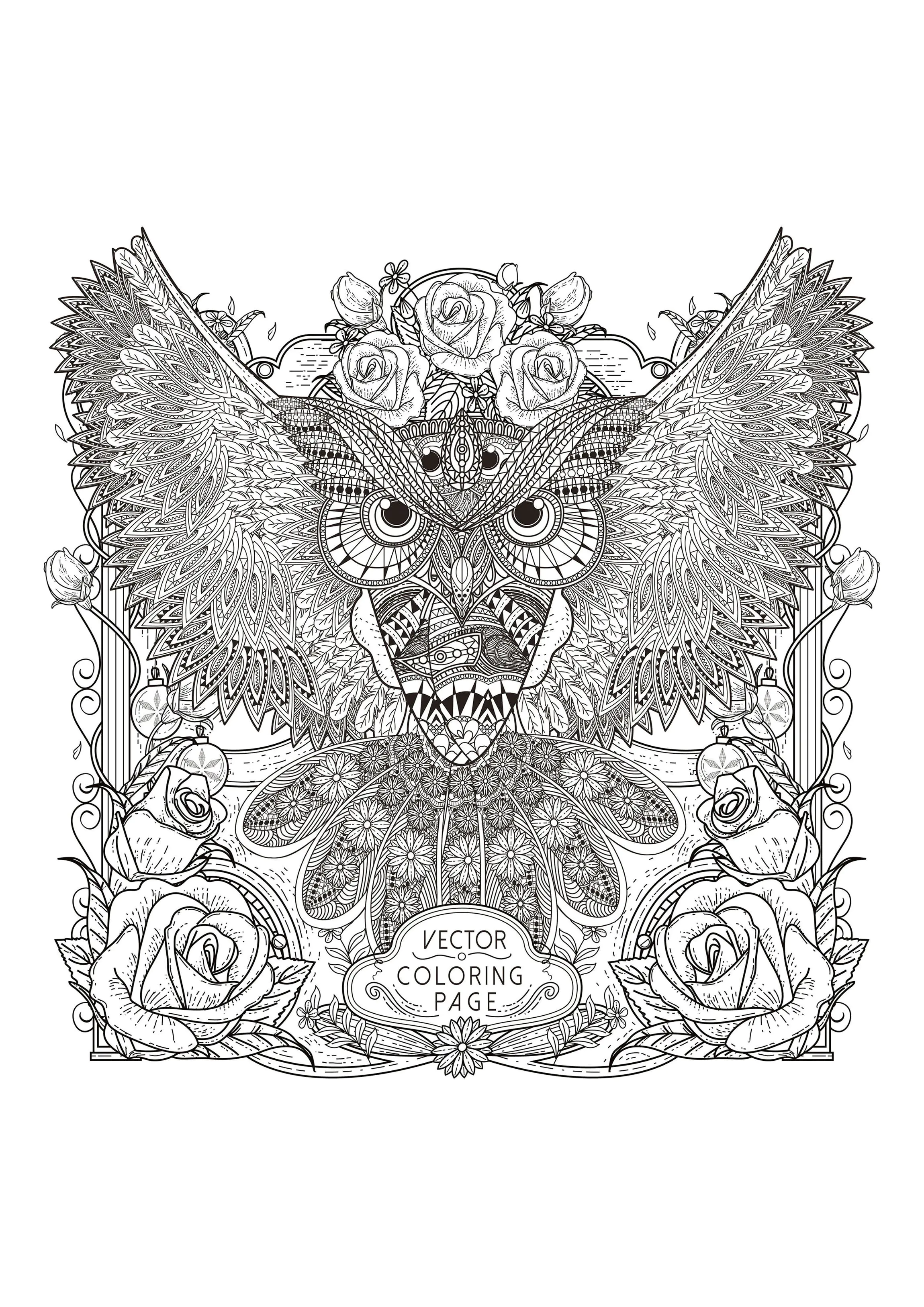 Gufo con motivi intricati (Pagina Gufi da Colorare per adultos)