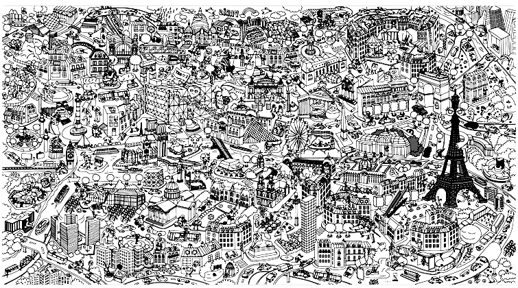 Pagina Paris da Colorare : La città della luce Pagina Paris da Colorare per adultos : La città della luce