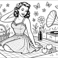 Pagine Pin-up degli anni 50 da Colorare per adultos