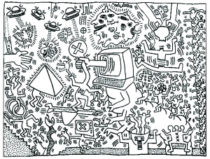 Pagina Keith Haring da Colorare per adultos : Pop-art-78394