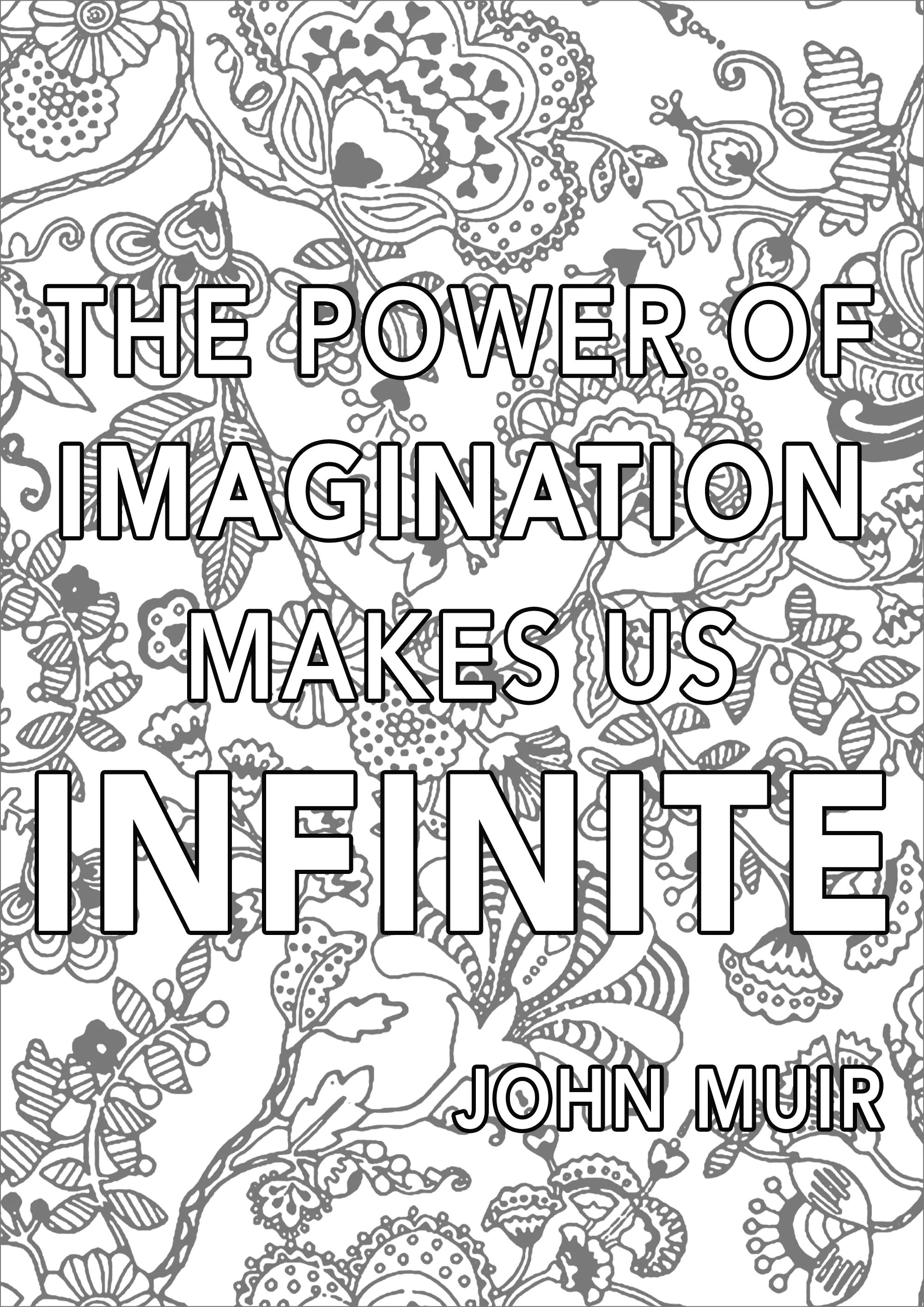 Il potere dell'immaginazione ci rende infiniti (Pagina Citazioni da Colorare per adultos)