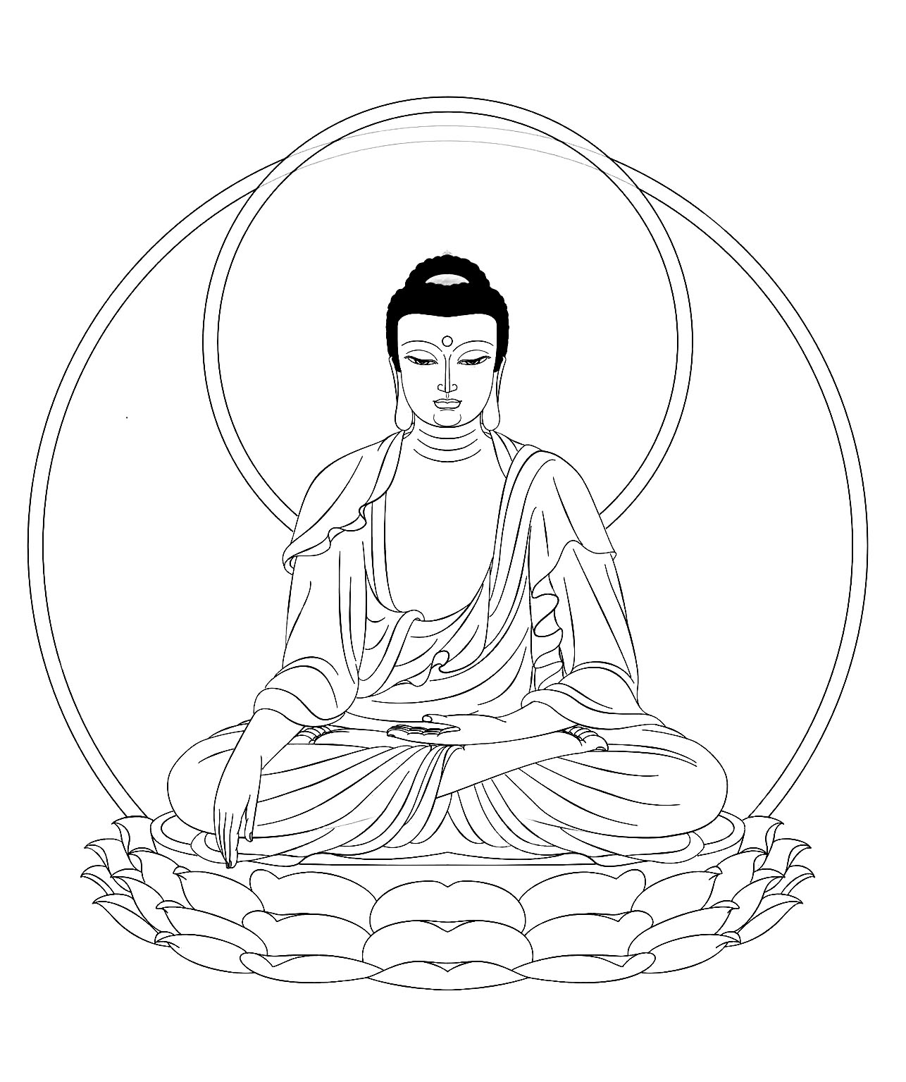 Un semplice disegno che rappresenta il re Bouddha