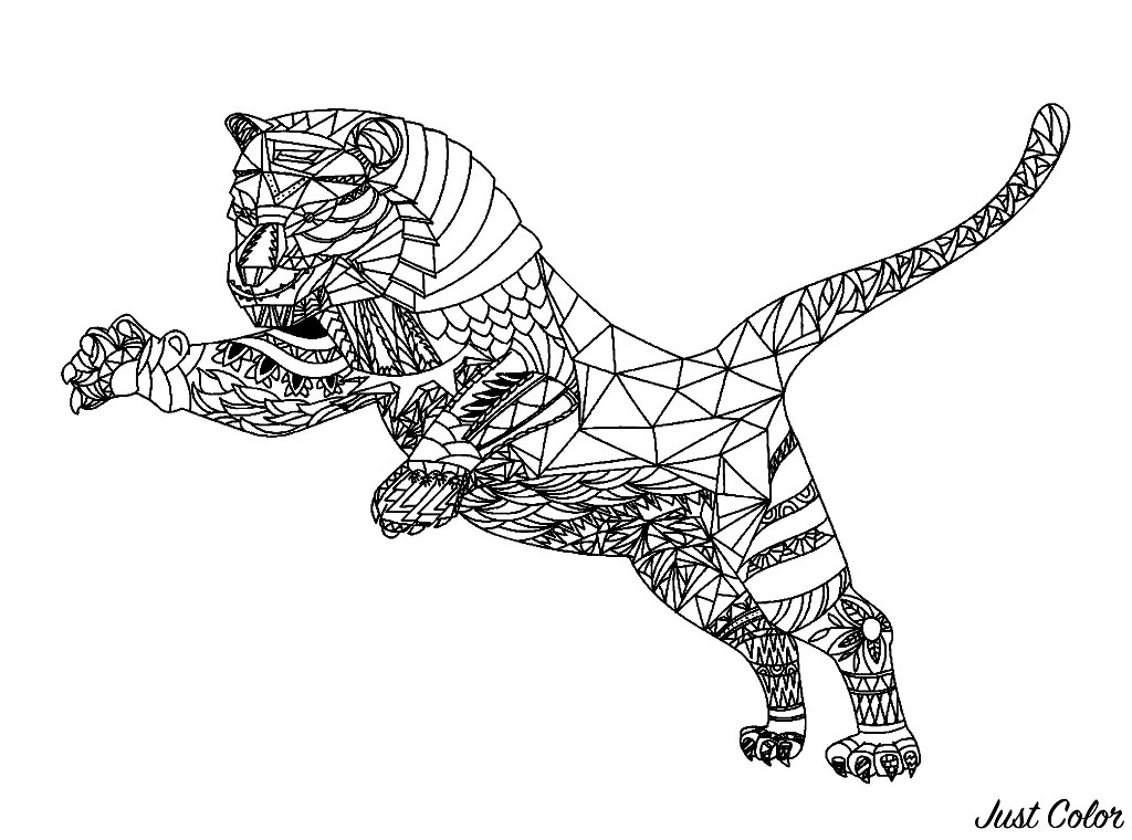 Disegni da colorare per adulti : Tigri - 1