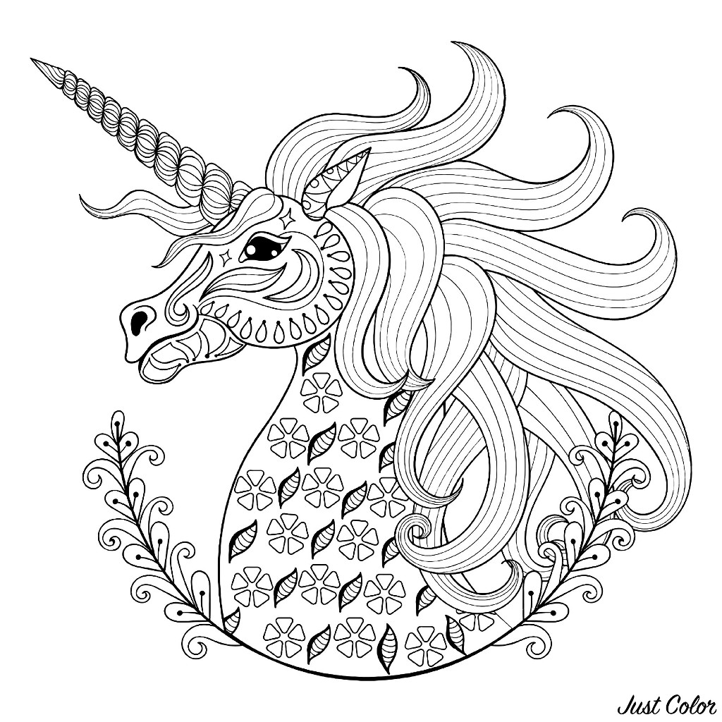 Disegni da colorare per adulti : Unicorni - 3