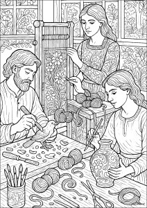 Laboratorio artigianale tradizionale (Pagina Vintage da Colorare)