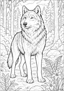 Lupo, guardiano delle foreste (Pagina Lupi da Colorare)
