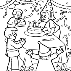 子ども用印刷ぬりえページ：誕生日