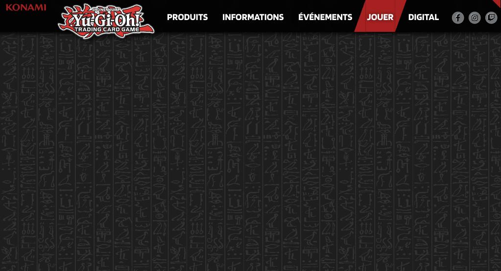 遊戯王公式サイトの「Jouer」ページ（フランス語）