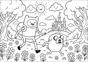 フィンとジェイクの魔法の森 (子ども向けぬりえ：アドベンチャー・タイム)
