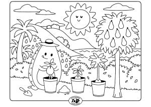 アボカドの種を植えている弁護士...アボカドの (子ども向けぬりえ：アボカド)