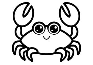 太い線で描かれたカニの絵 (子ども向けぬりえ：カニ)