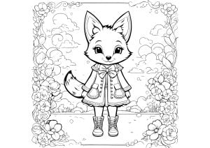 适合儿童的 キツネ 着色页下载 (子ども向けぬりえ：キツネ)