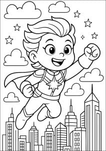 キャプテン・マーベル カートゥーン モード (子ども向けぬりえ：キャプテン・マーベル)