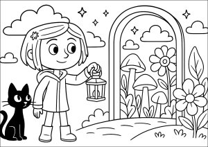 お子様向けのコララインぬりえ