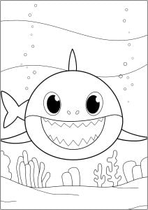ベイビーシャークとそのサメの歯 (子ども向けぬりえ：ベイビーシャーク)