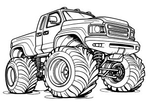 大通りの車 (子ども向けぬりえ：モンスタートラック)