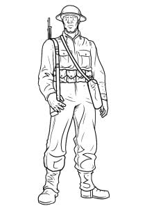 立っている兵士 (子ども向けぬりえ：兵士)
