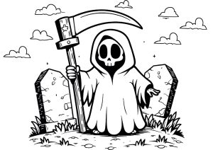 适合儿童的 死神 着色页打印 (子ども向けぬりえ：死神)