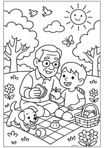 祖父母の日のぬりえ（ダウンロード用） (子ども向けぬりえ：祖父母の日)