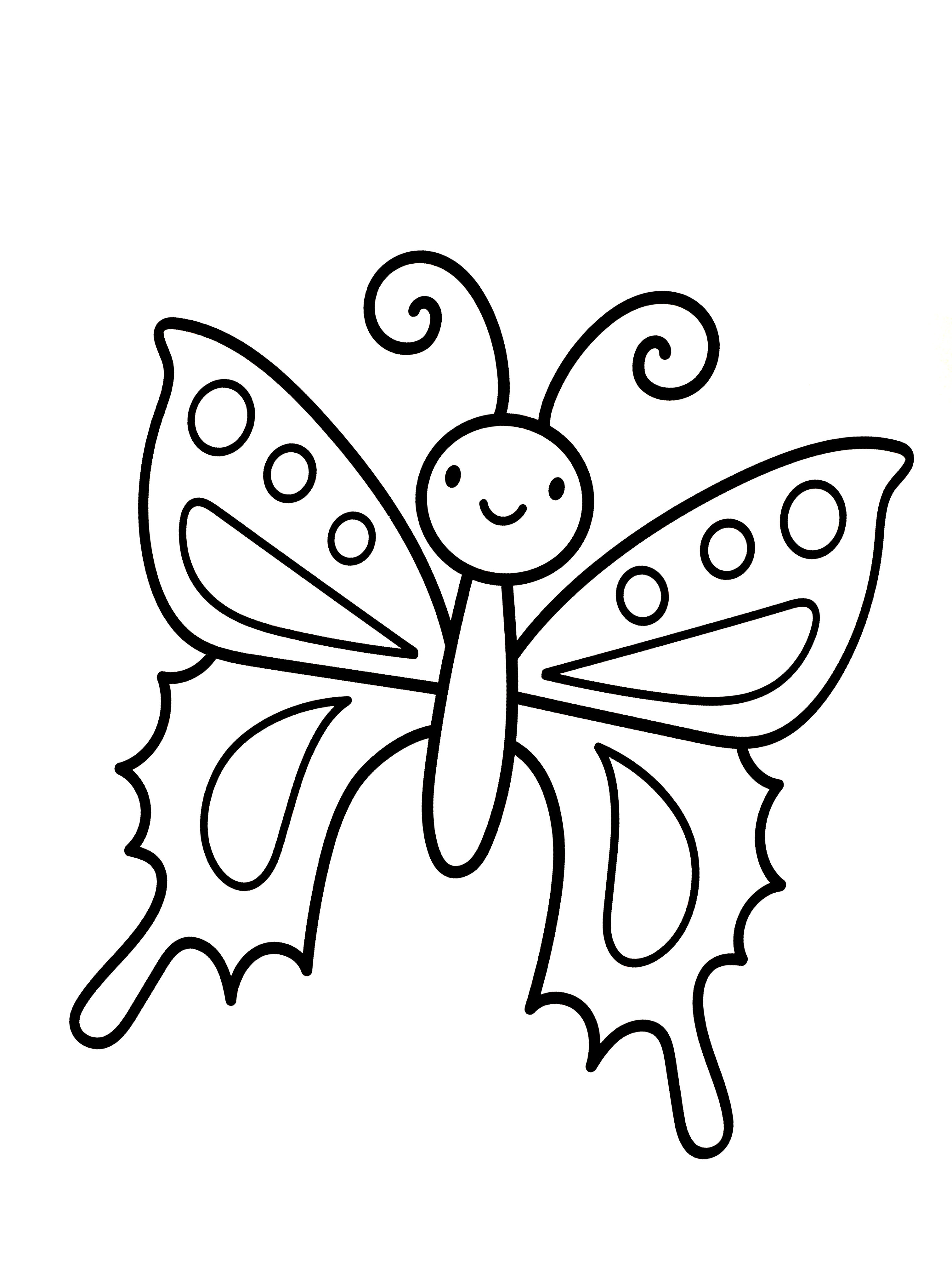 塗り絵用のシンプルな蝶 - 子ども向けぬりえページ：蝶, image size:3024x4032