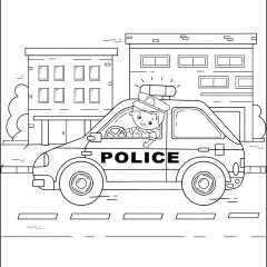 子ども用印刷ぬりえページ：警察