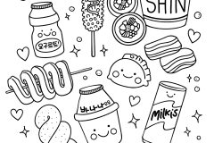 子ども用印刷ぬりえページ：Korean food culture
