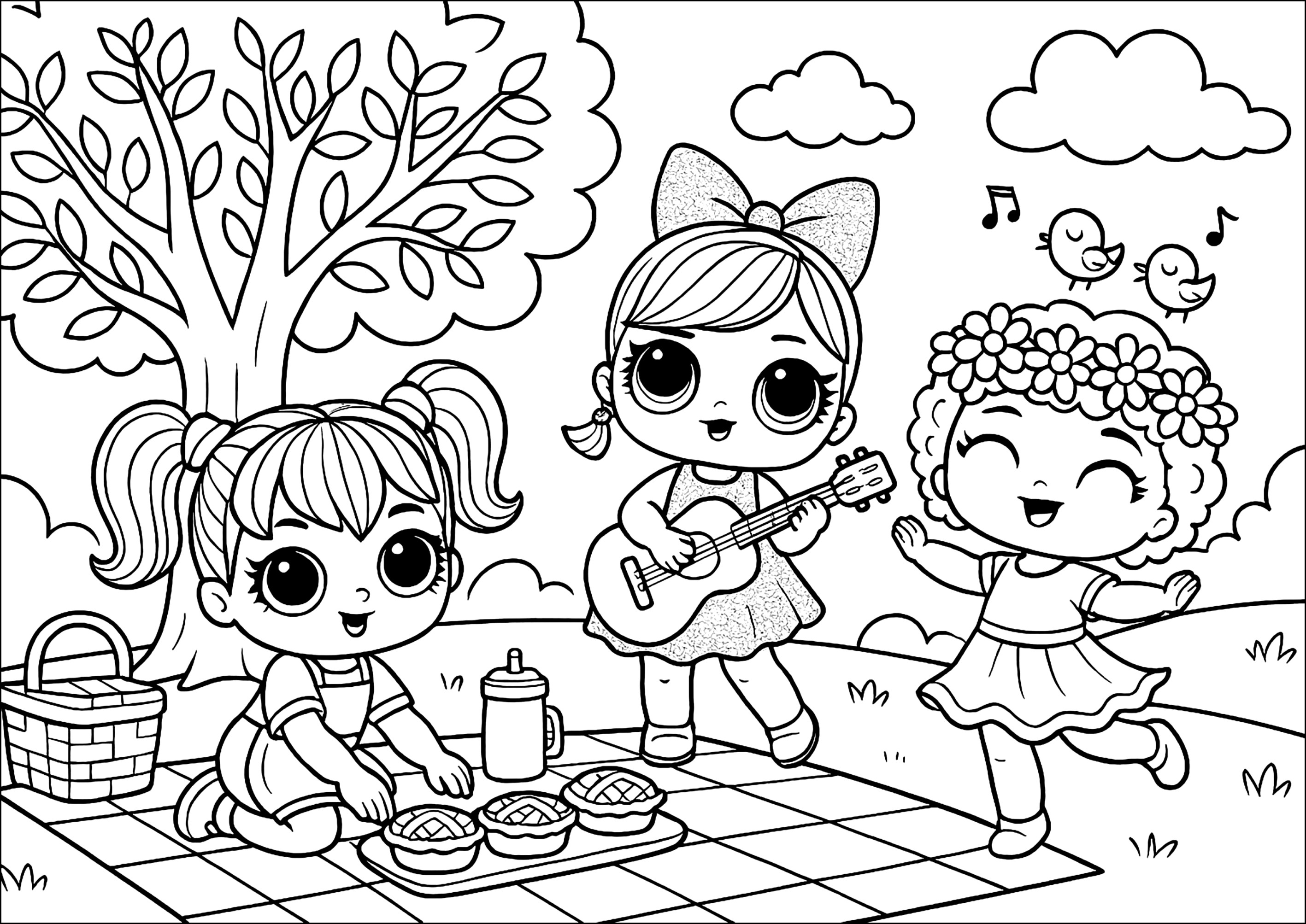 魅惑のLOLピクニック (子ども用印刷ぬりえ：LOLサプライズ・ドール)