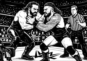 リングでの壮大な戦い (子ども向けぬりえ：WWE)