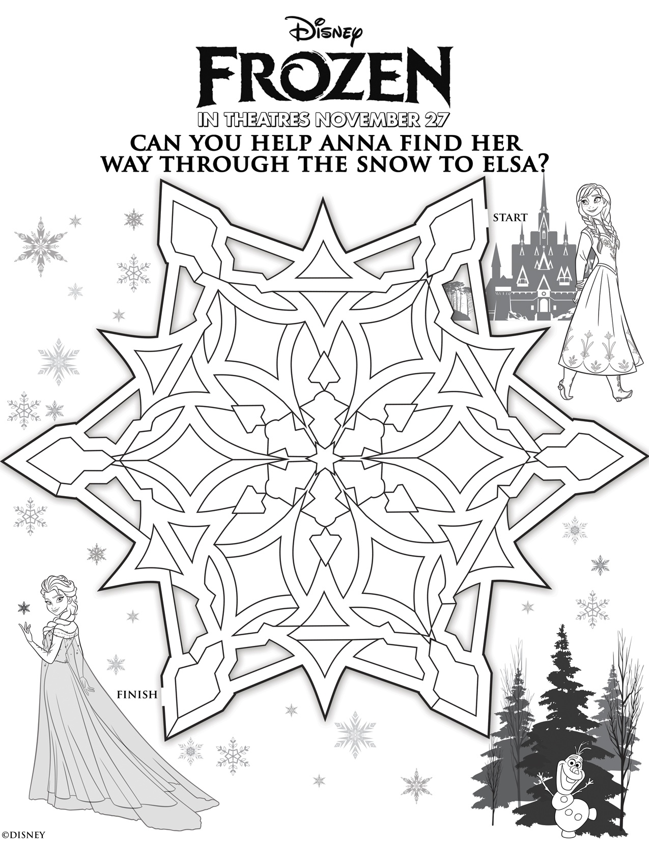 适合儿童的 アナと雪の女王 着色页打印 (子ども用印刷ぬりえ:アナと雪の女王)