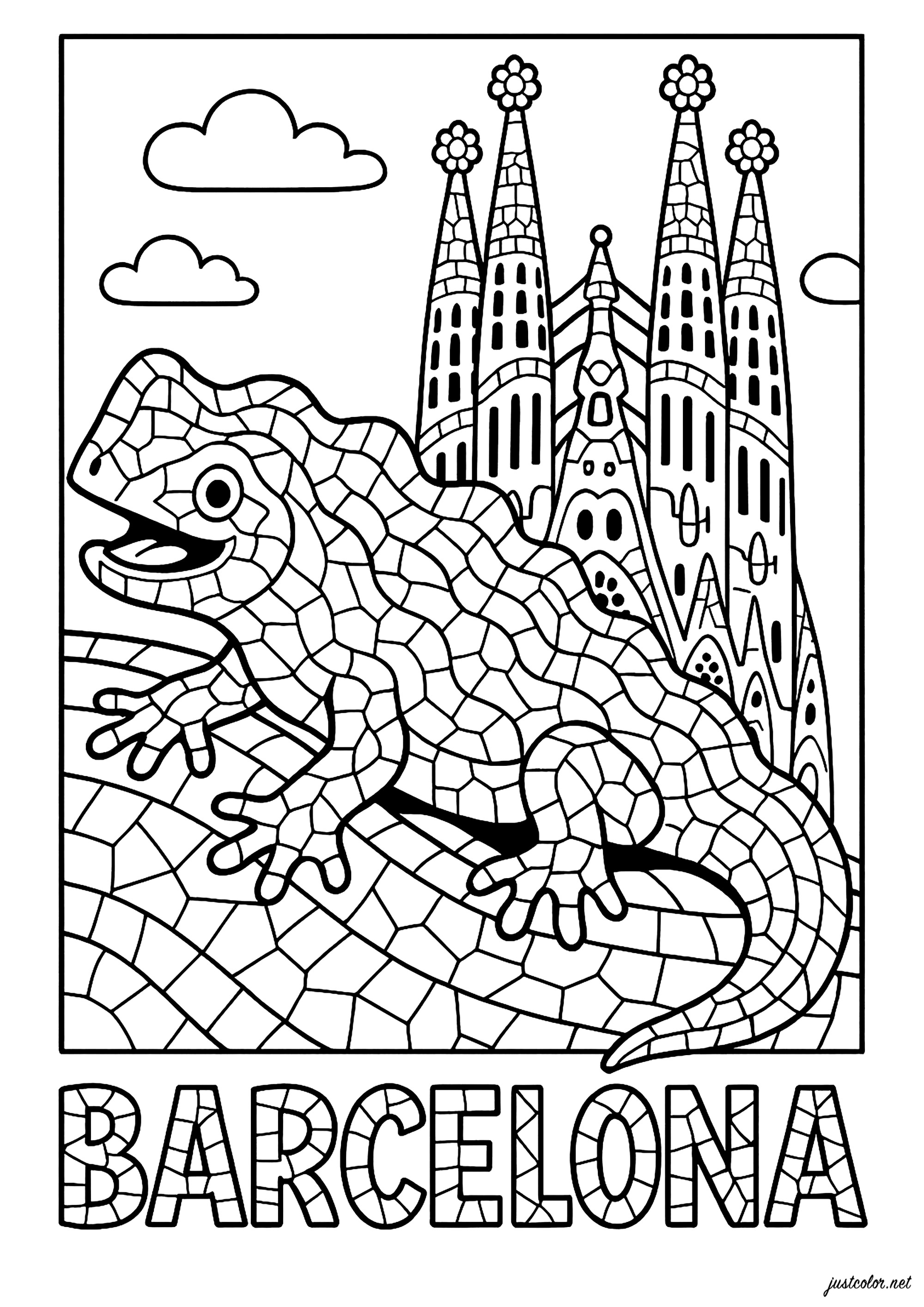 バルセロナ（スペイン）：ガウディのサラマンダーとサグラダ