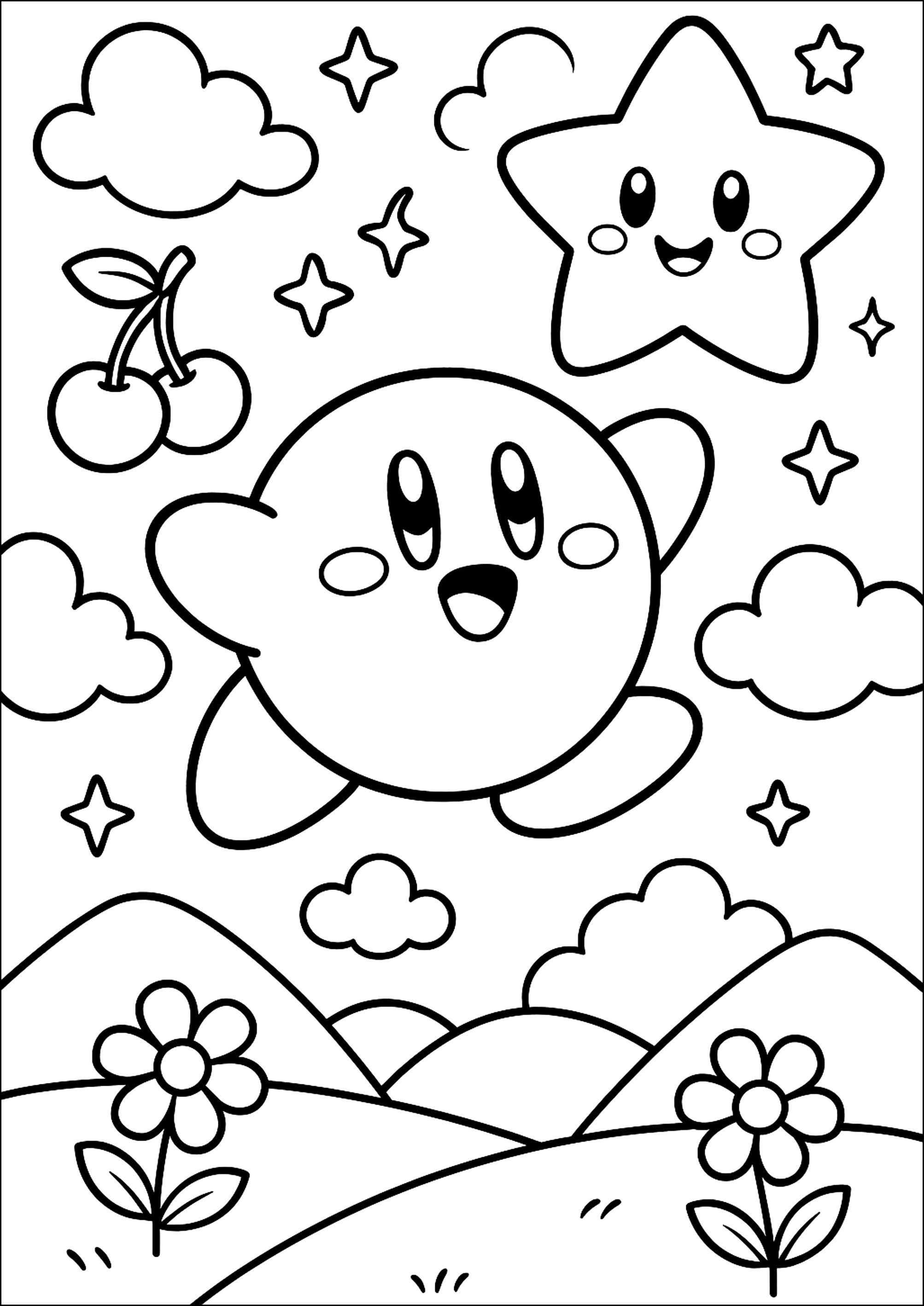 子供が塗るためのカービィぬりえ (カービィ)