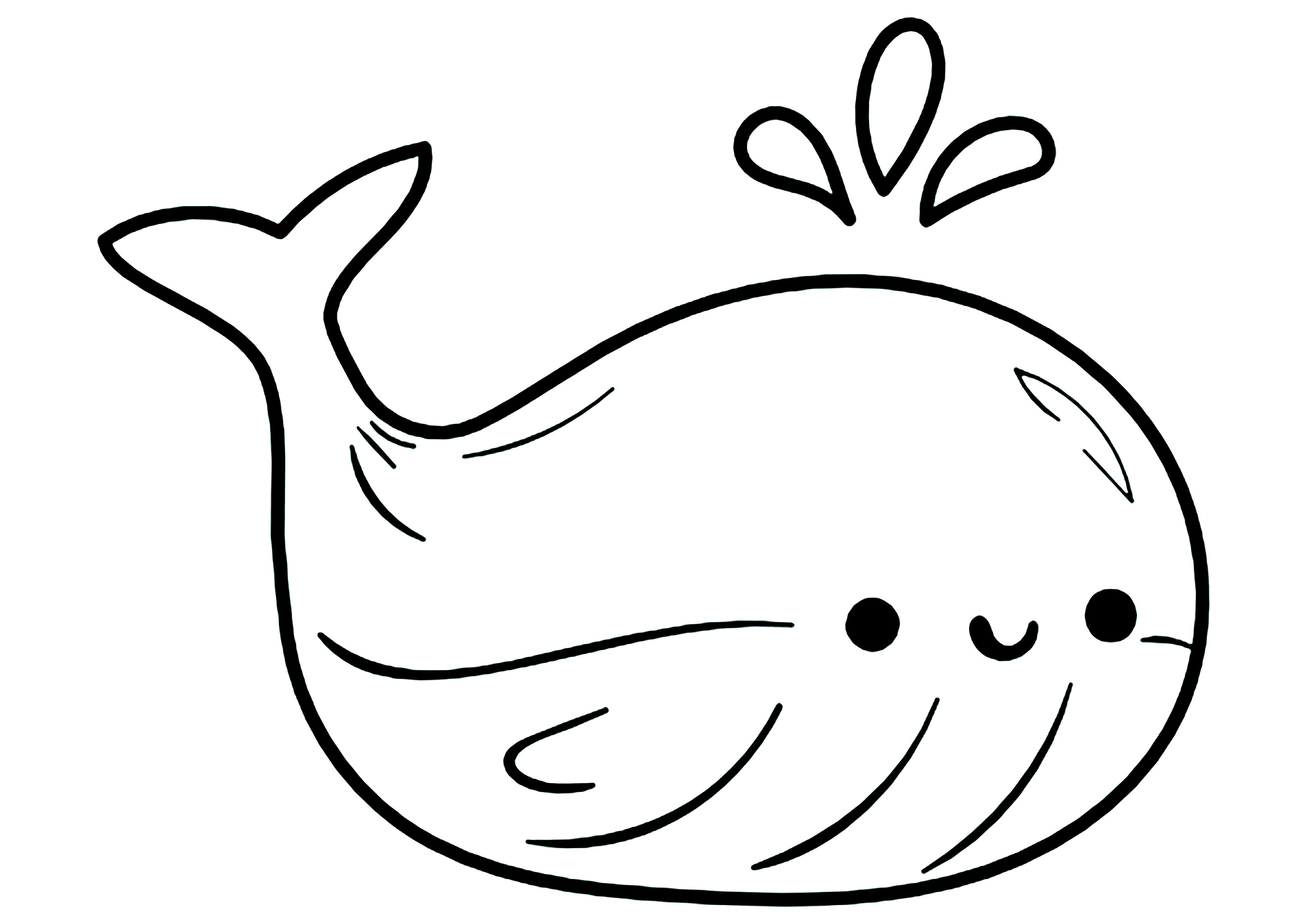かわいいスタイルで描かれたジョリー・バレイン (子ども用印刷ぬりえ:クジラ)