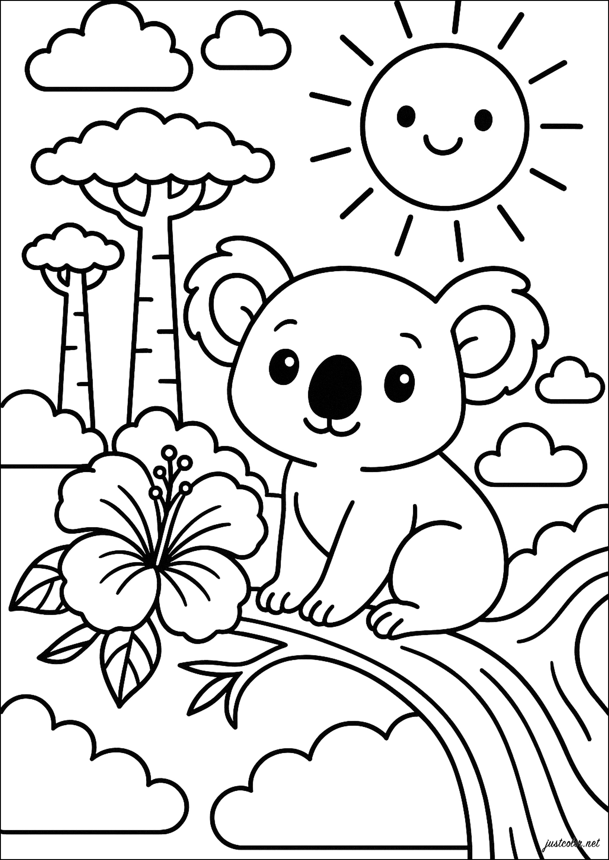 無料で塗れる子供向けコアラぬりえ (コアラ)