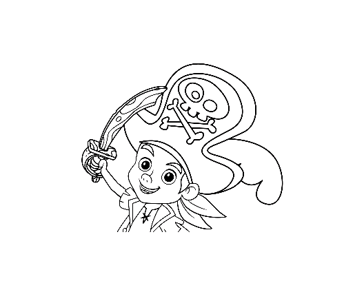 ディズニーのジェイクとネバーランドの海賊たちの塗り絵（子供向け） (子ども用印刷ぬりえ：ジェイクとネバーランドの海賊)
