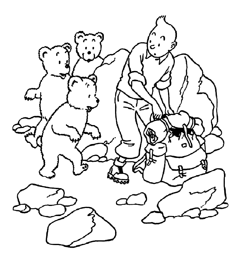 免费的 タンタン 着色页,适合小朋友打印 (子ども用印刷ぬりえ:タンタン)