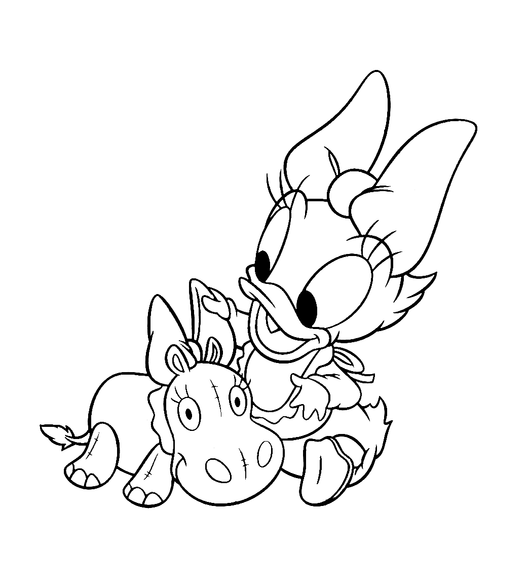 無料で印刷できるデイジーの塗り絵 (子ども用印刷ぬりえ：デイジーダック)