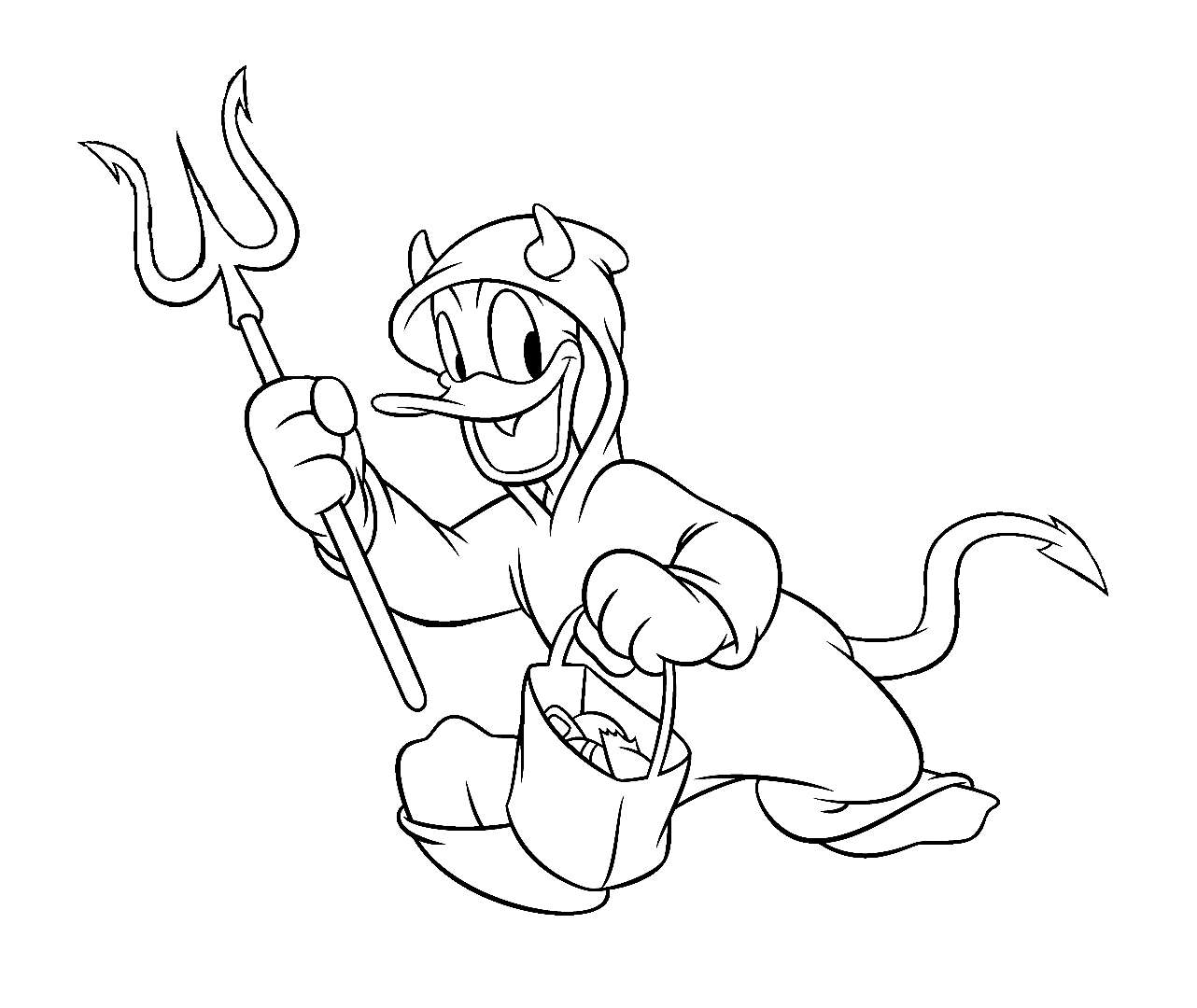 カラーリング・ドナルド・デビル・ハロウィーン (子ども用印刷ぬりえ：ドナルドダック)