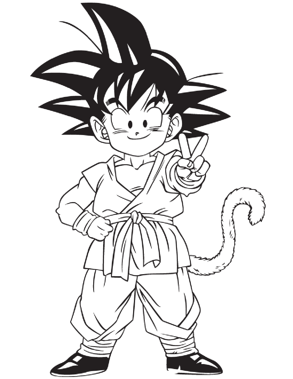 简单有趣的 ドラゴンボール 儿童着色页 (子ども用印刷ぬりえ:ドラゴンボール)