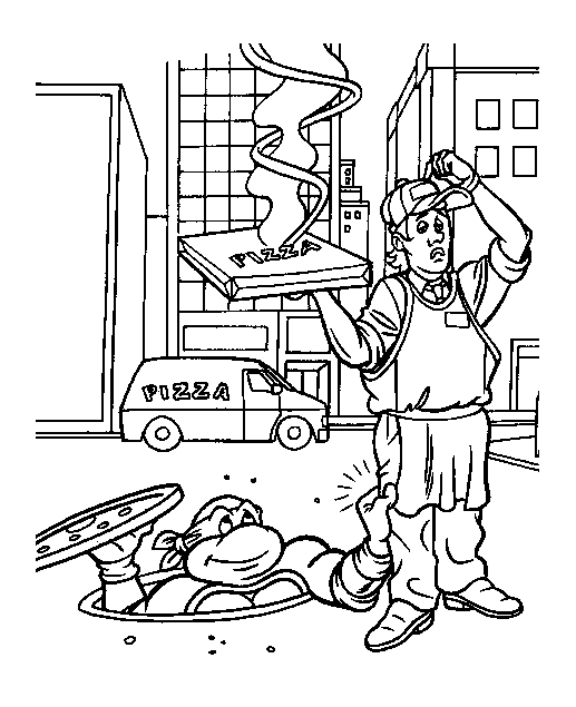 忍者タートルズの塗り絵プリント (子ども用印刷ぬりえ：ニンジャタートルズ)