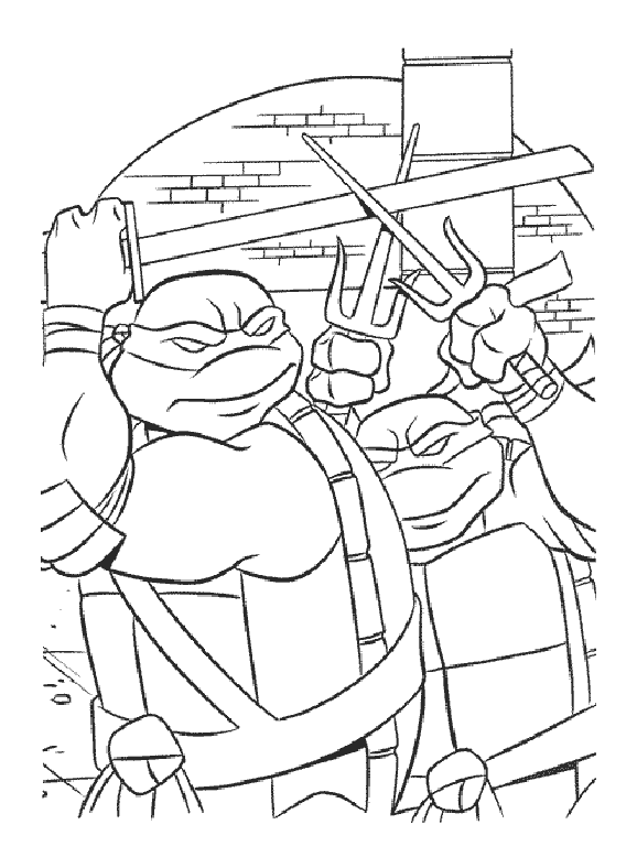 無料でダウンロードして塗れる忍者タートルズの絵 (子ども用印刷ぬりえ:ニンジャタートルズ)