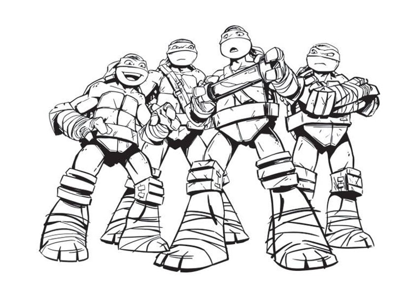 現代風ティーンエイジミュータントニンジャタートルズ (子ども用印刷ぬりえ:ニンジャタートルズ)