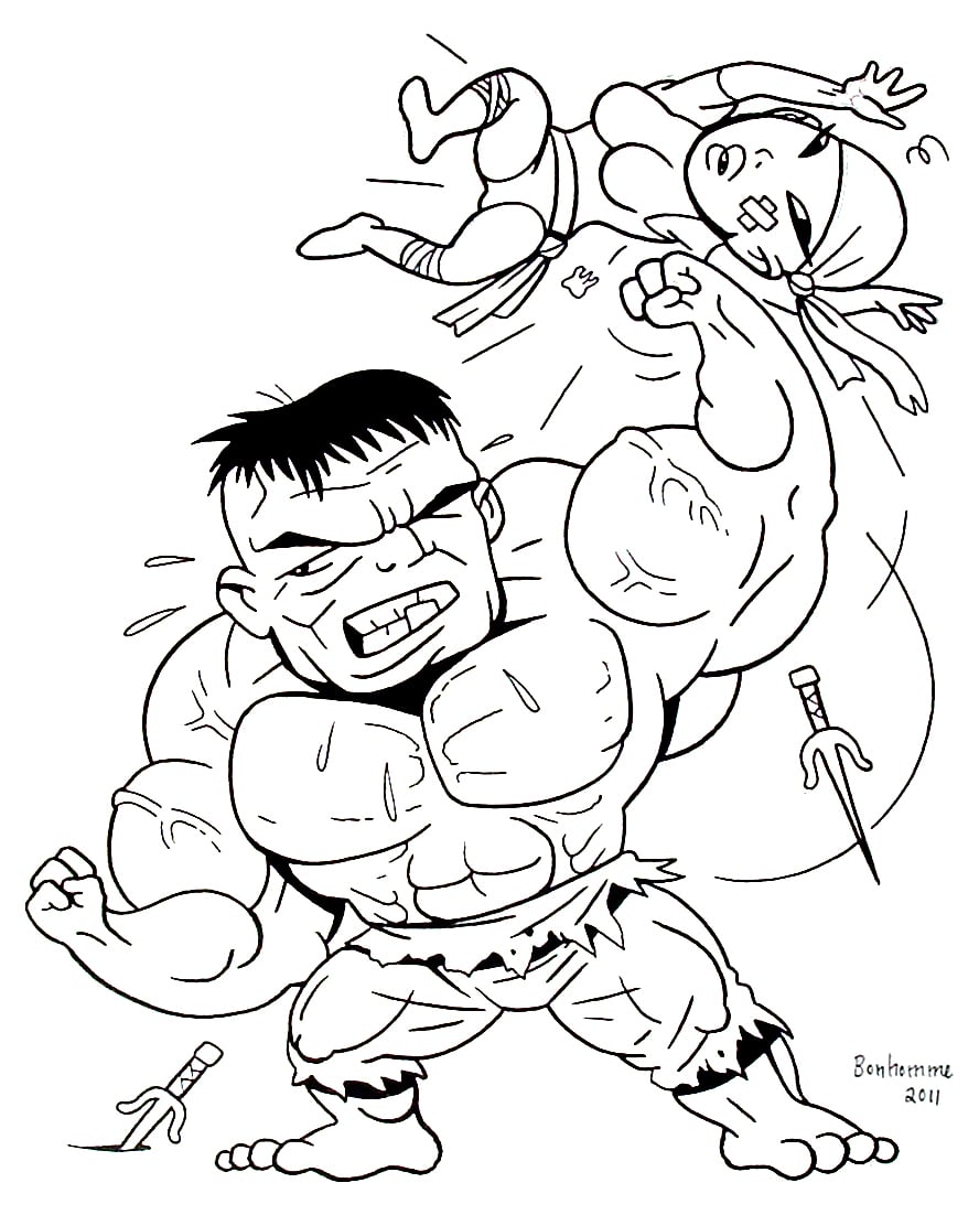 有趣的 ハルク 着色页,儿童可打印 (子ども用印刷ぬりえ:ハルク)