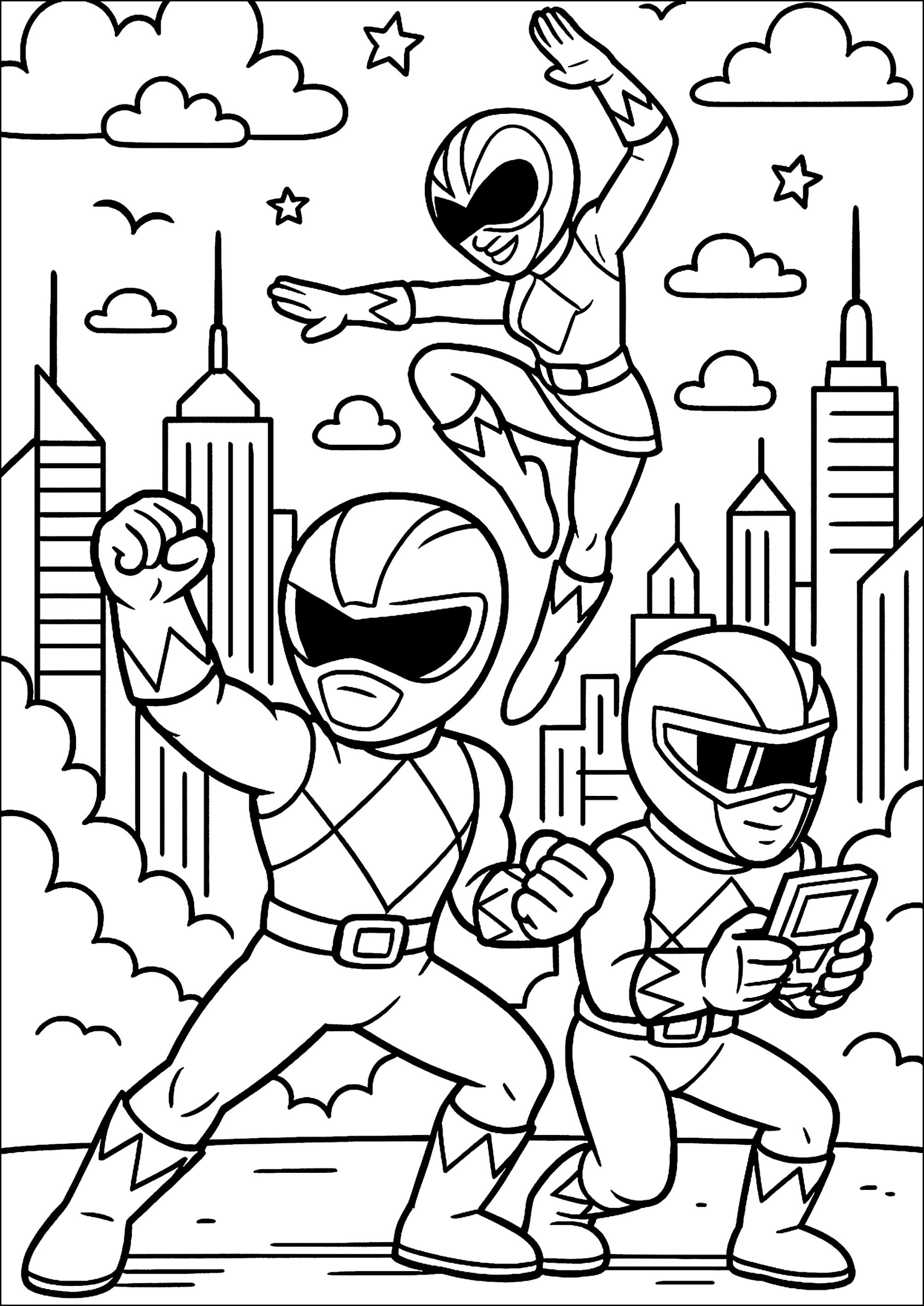パワーレンジャー・イン・アクション (子ども用印刷ぬりえ：パワーレンジャー)