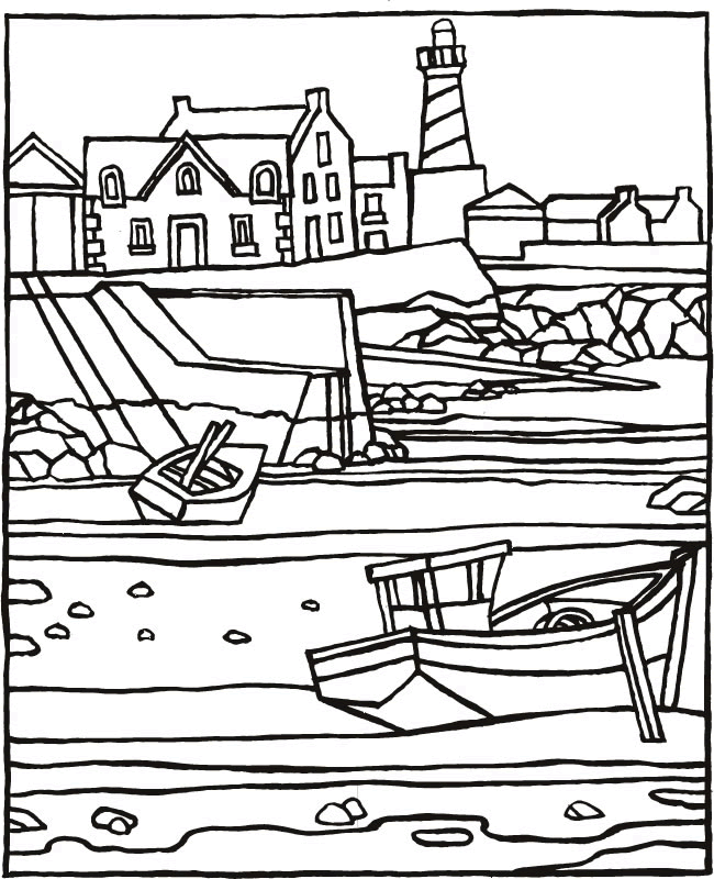 海の休日の塗り絵を無料で印刷 (子ども用印刷ぬりえ：ビーチバケーション)