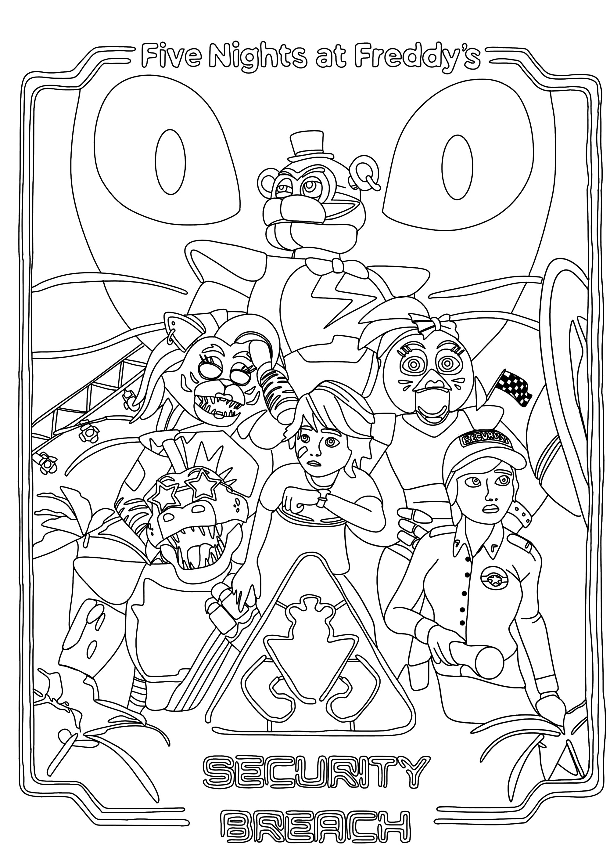 【FNAF】ファイブナイツアットフレディーズ ぬりえ 适合小朋友的 ファイブナイツ・アット・フレディーズ 着色页免费下载