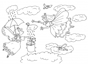 子ども用印刷ぬりえページ：フェアリー