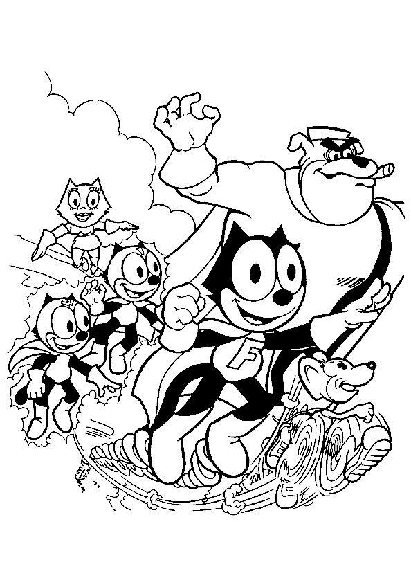 简单且免费的 フェリックス・ザ・キャット 着色页 (子ども用印刷ぬりえ:フェリックス・ザ・キャット)
