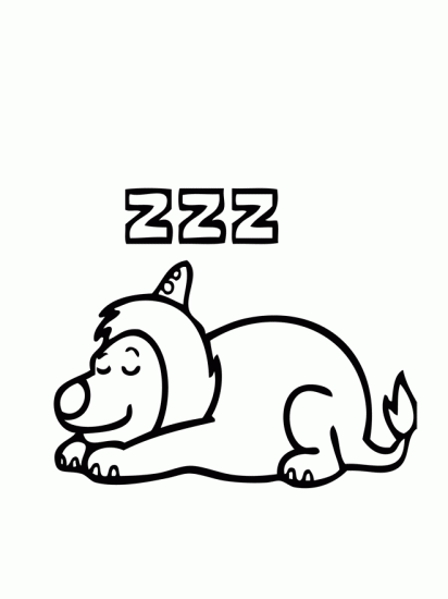 サーカスの犬が眠っている (子ども用印刷ぬりえ：ブンバ)